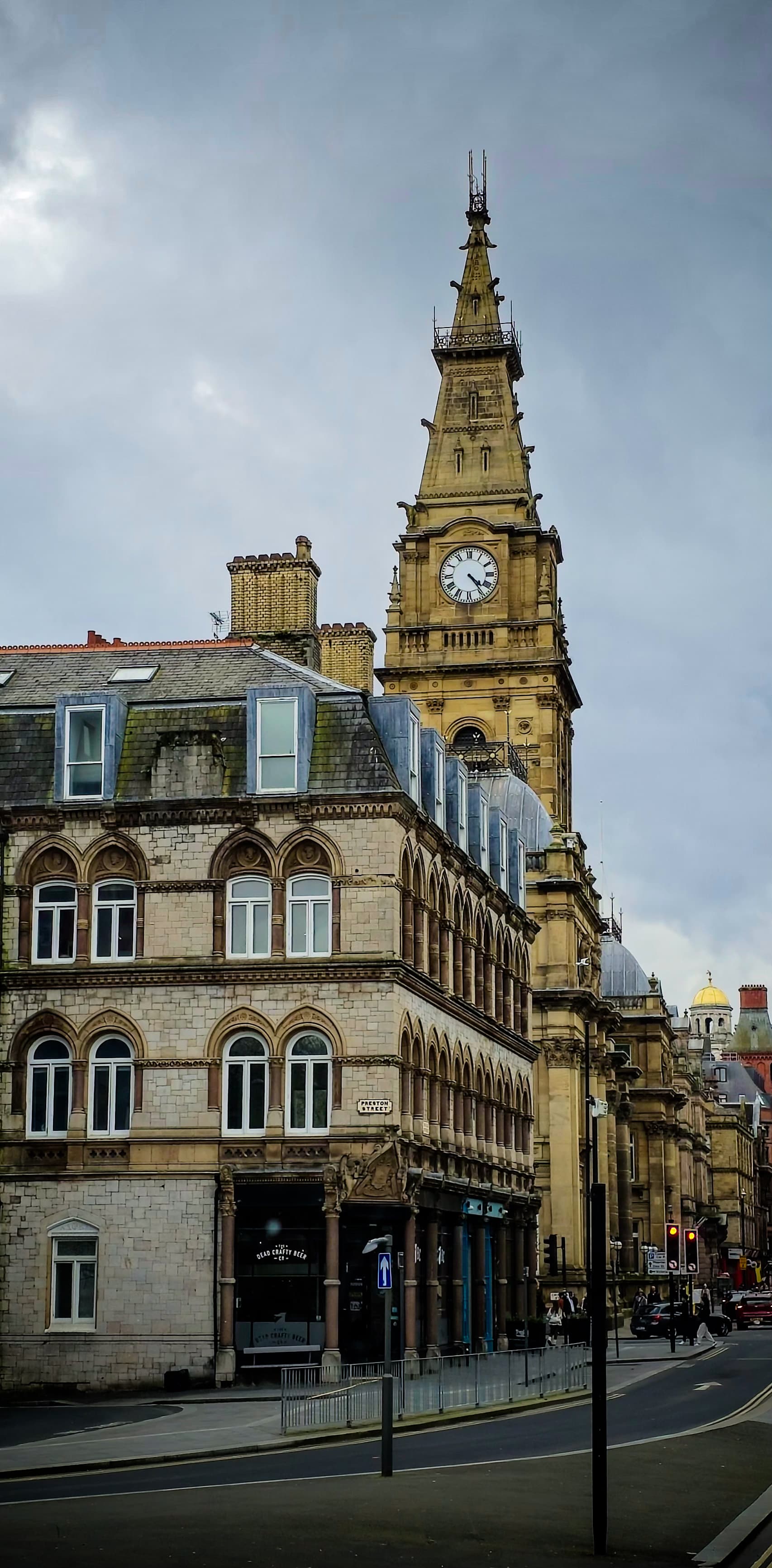 Front view of the Victorian clock tower in Liverpool