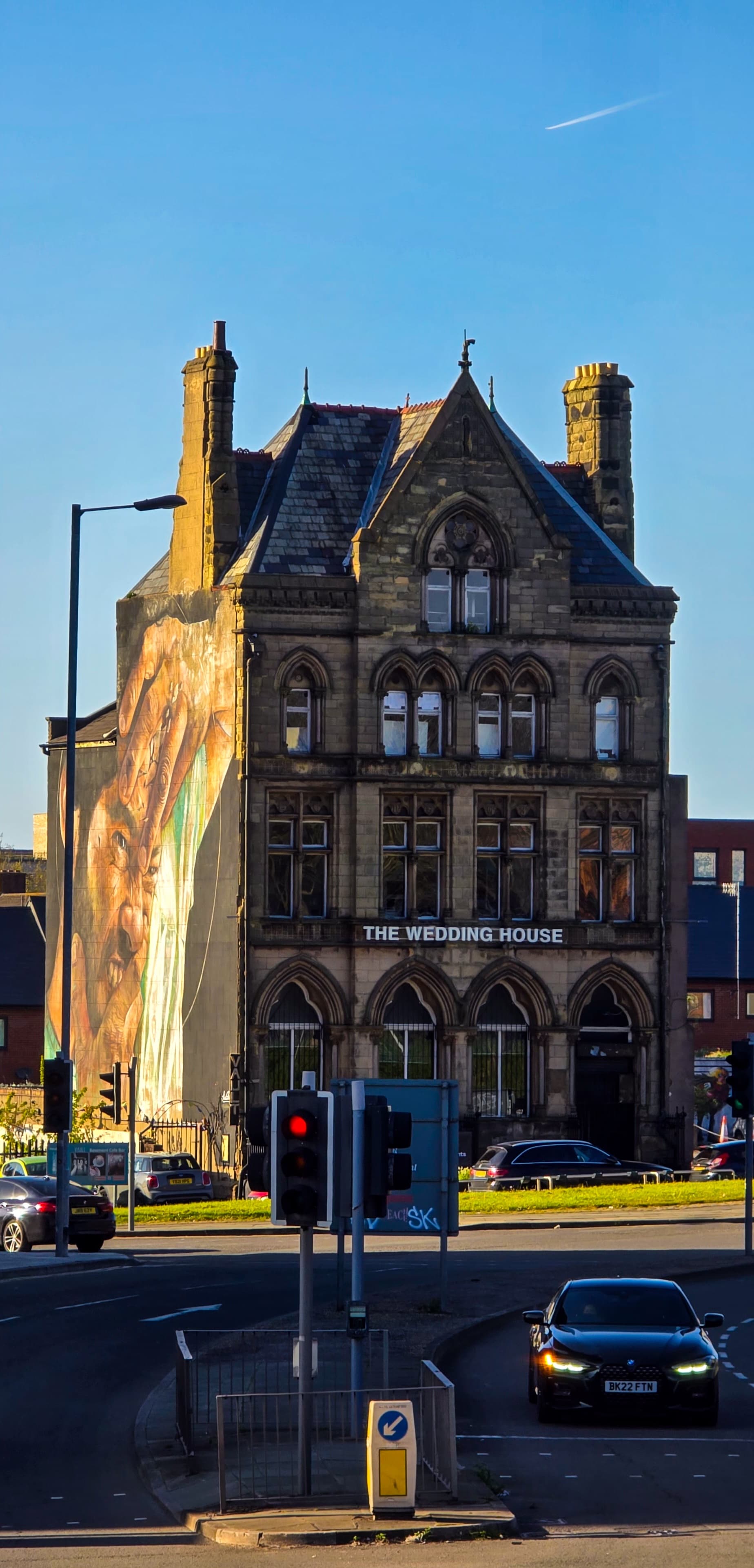 The Wedding House with mural and gothic windows, Liverpool
